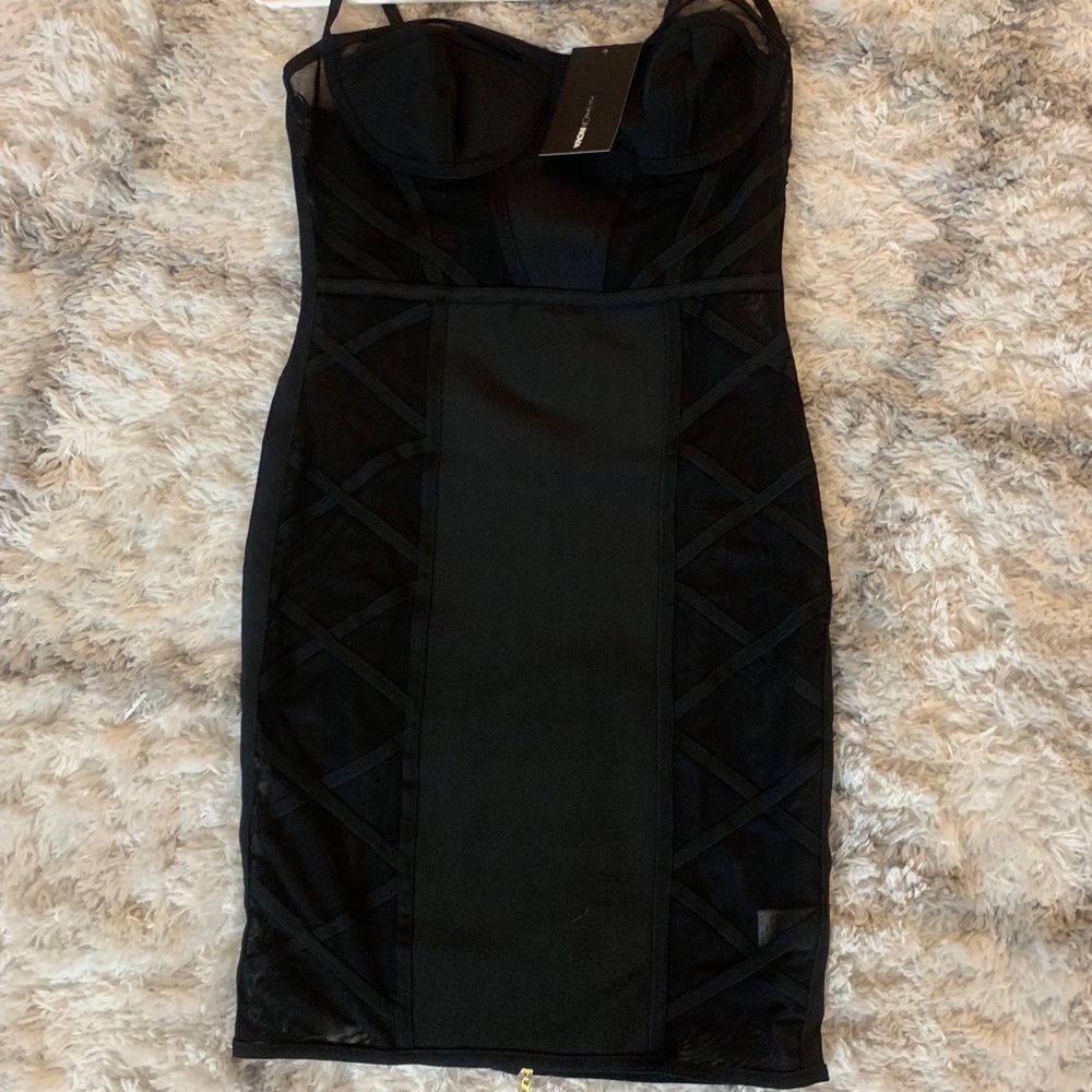 Black Mesh Mini Dress